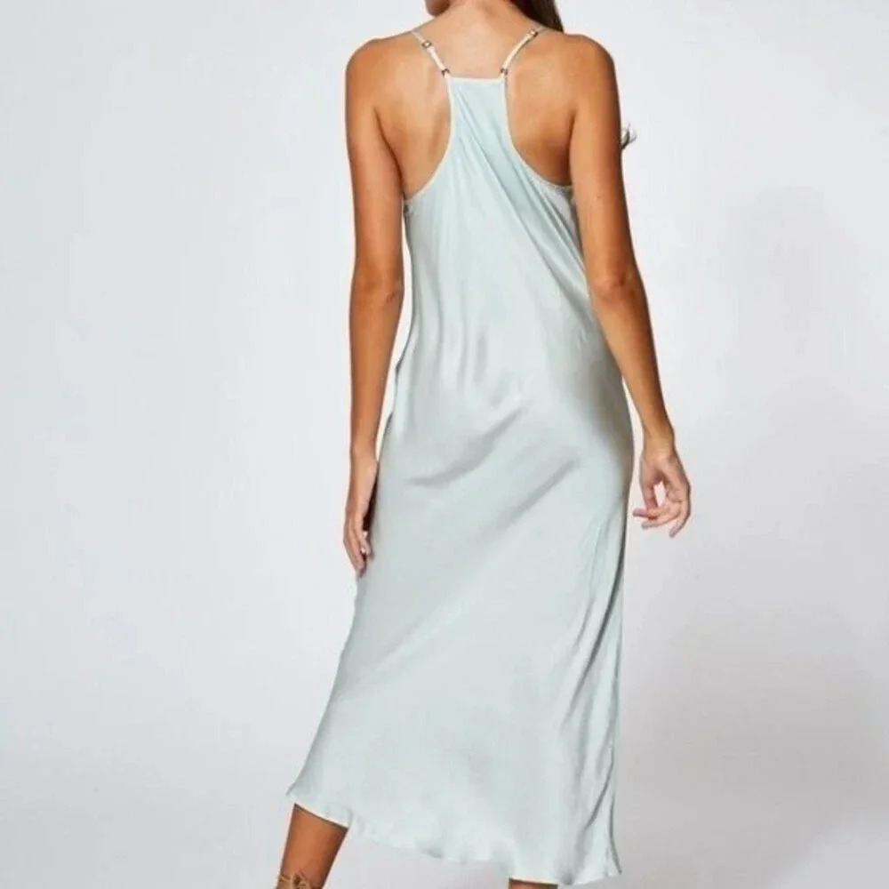 NEW YFB Cowl Neck Silky Slip Midi Dress Water - Picture 2 of 8